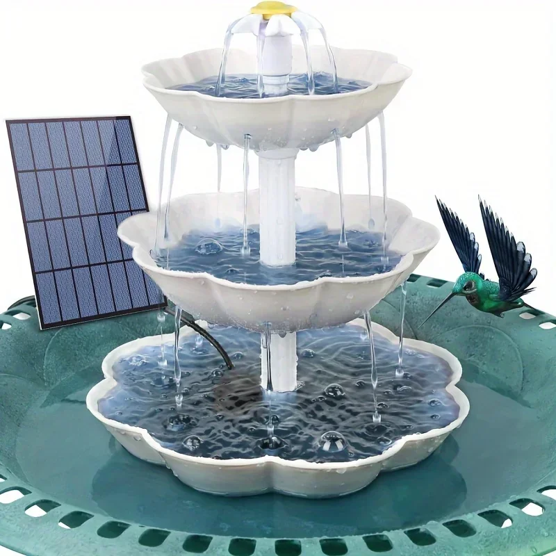 Smart Garden Ornaments - ソーラーバードバス噴水取り外し可能なDIY水造園噴水鳥の入浴庭の装飾、屋外鳥の餌箱