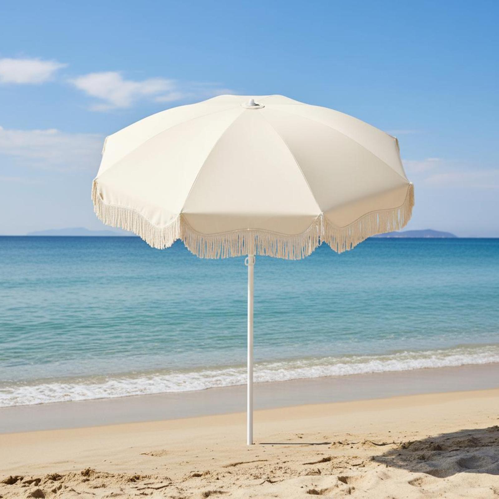 Smart Garden Umbrella - 保護パティオ傘 ボヘミアン風フリンジ付き日よけ 屋外商業用 ガーデン・芝生・裏庭用