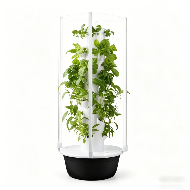 Smart Garden Tower - 5層式スペースツリー水耕栽培タワー 室内スマート野菜ハーブプランター（育成ライト付き）- 垂直庭園土壌不要栽培