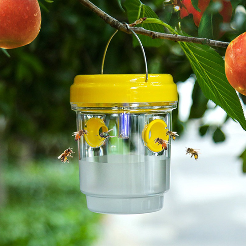Smart Garden Spotlights - ソーラー式果物蠅捕獲器 庭園果樹園用小型飛翔昆虫捕獲器 バケツ型ソーラーLEDライト付きバケツ 屋外防水蜂捕獲器