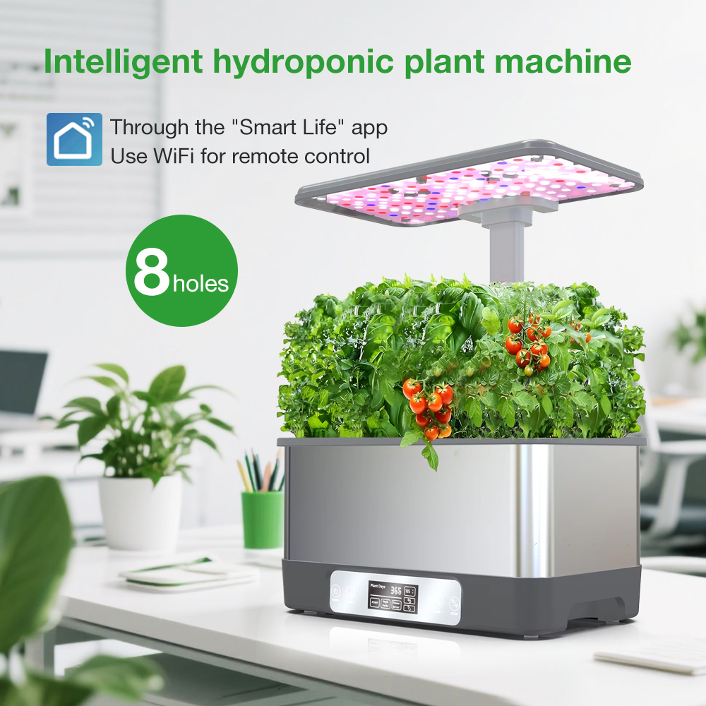 Smart Garden Box - Tuya WiFi対応 室内水耕栽培システム LED育成ライト付き 8ポッド スマート栽培機