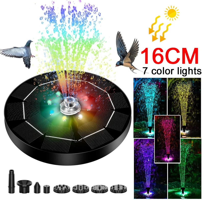 Smart Garden Spotlights - 回転式ソーラーLED噴水,3W, 6ノズル,屋外ウォーターポンプ,庭,バードバス