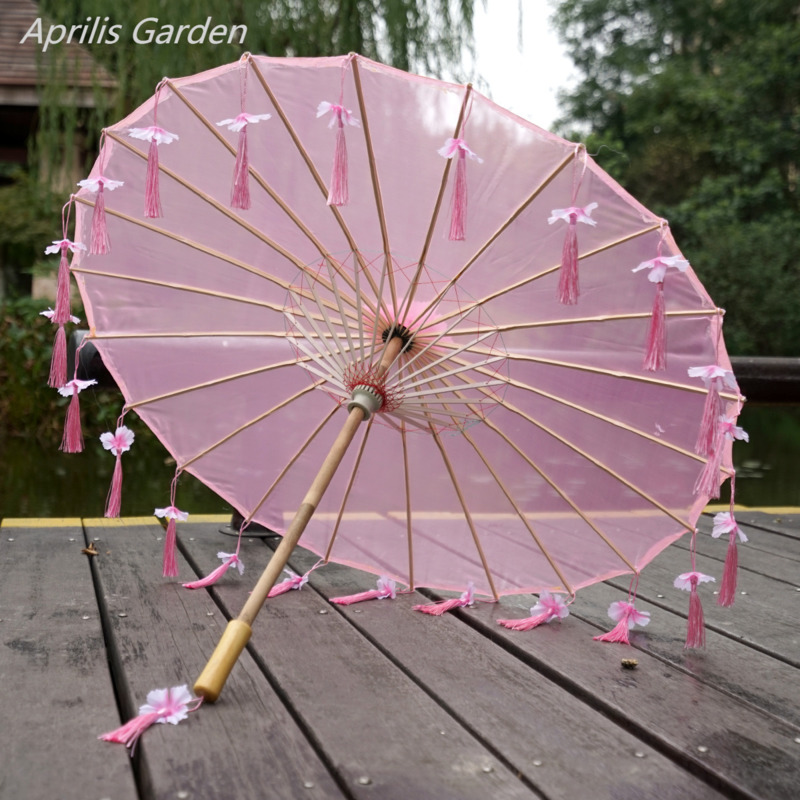 Smart Garden Umbrella - ハンフ-女性のための古代傘の写真アクセサリー,ダンスのためのアンティークのタッセルと傘の写真,日本のパラソルゲーム