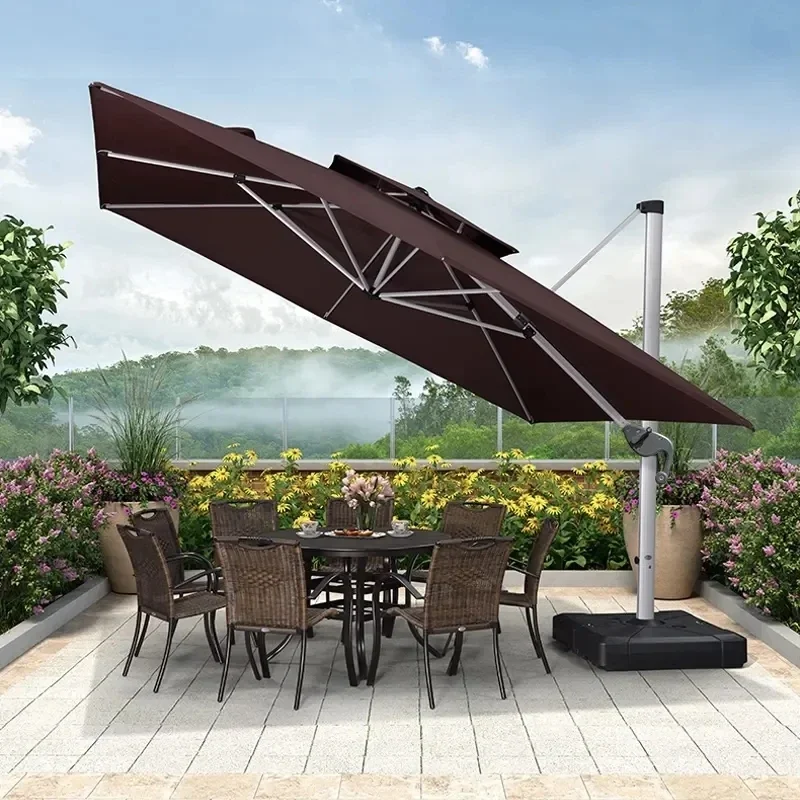 Smart Garden Umbrella - ターコイズ色のスマートな耐風性壁掛け屋外プールパティオビーチLEDライト傘生地ヘビーモダン