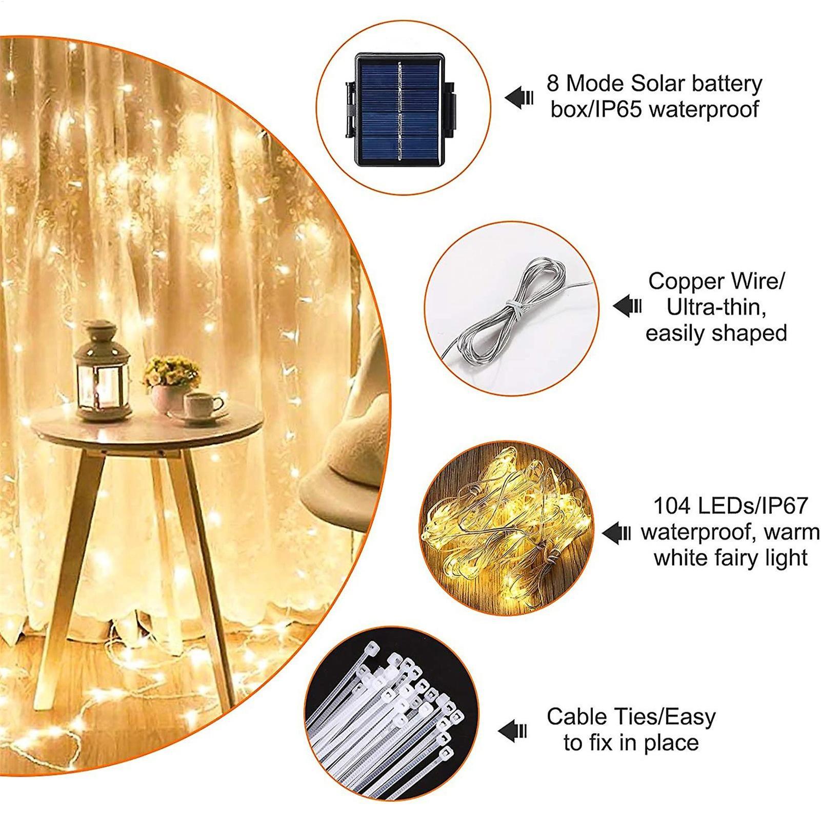 Smart Garden Spotlights - ソーラーアンブレラストリングライト 104LED パラソルストリングランプ 屋外防水ソーラーライト ガーデン芝生日よけ傘ライト