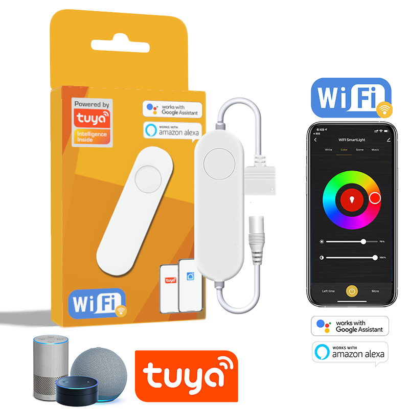 Smart Garden Light Controller - Tuya-Wi-Fi調光器12-24V,RGB LEDストリップ用,4ピンコントローラー,alexa Googleアシスタントで動作