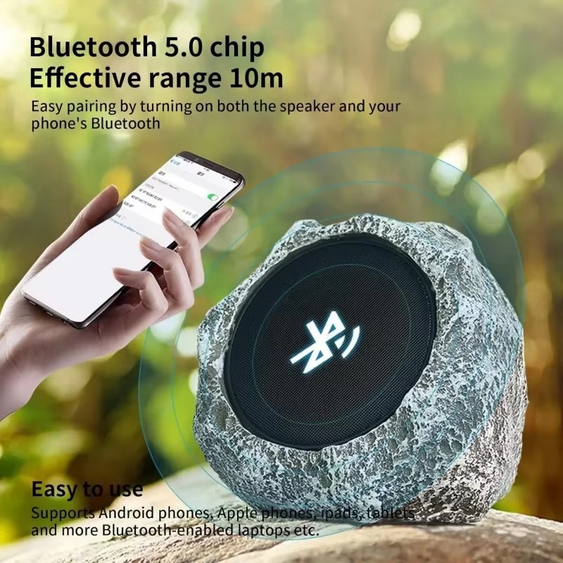 Smart Garden Box - ソーラー充電 Bluetooth スピーカー屋外ガーデンストーンオルゴール高品質ロックリモコン付き防水サウンドボックス TWS