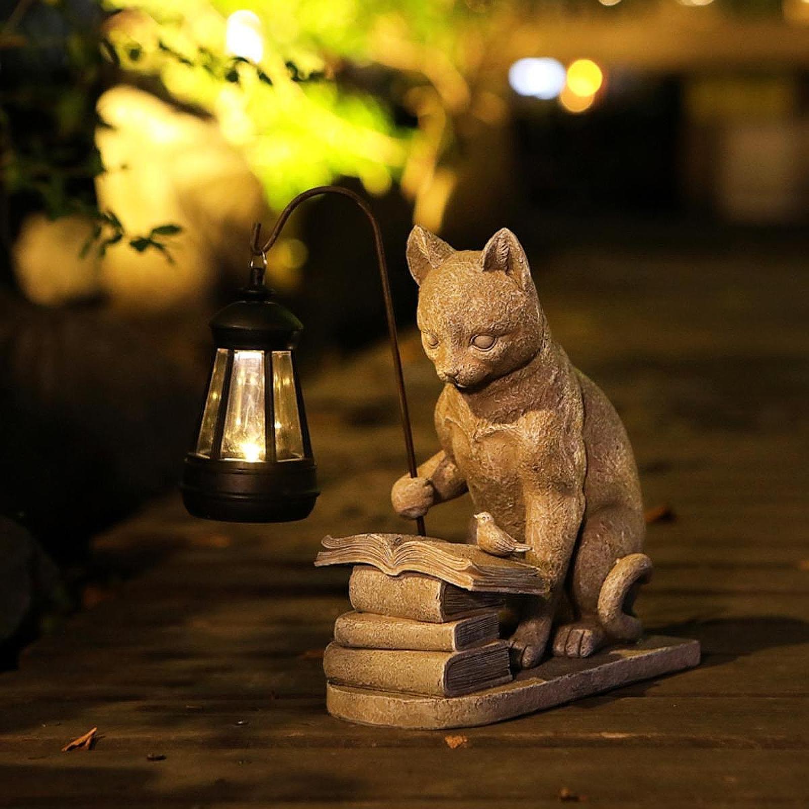 Smart Garden Ornaments - 猫ソーラーガーデンミニスタチュー彫刻ソーラーランプライト樹脂クリエイティブアート装飾屋外装飾品庭バルコニー通路用