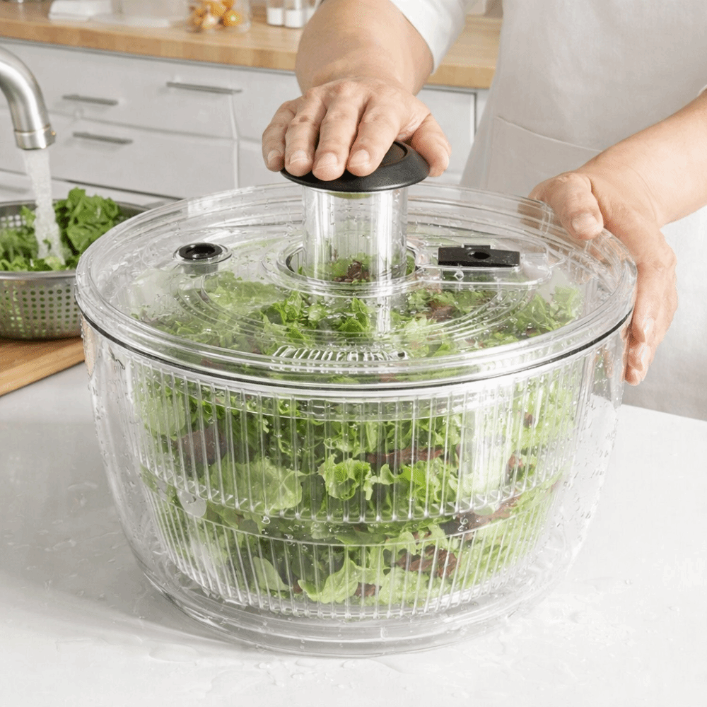 Smart Garden Kitchen - 大容量野菜脱水機半自動クイック排水フルーツドレンバスケット回転式サラダスピナー食事準備用