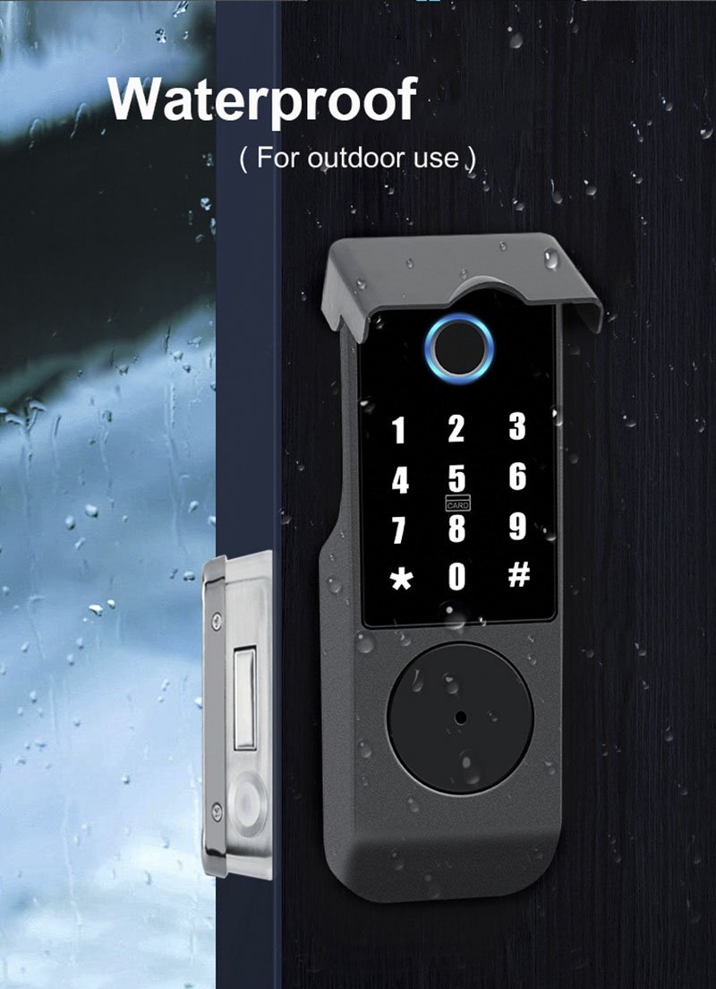 Smart Garden Gate - 防水Tuya Wifiスマート電子錠 生体認証指紋デジタルロック 街路門扉・庭門扉用