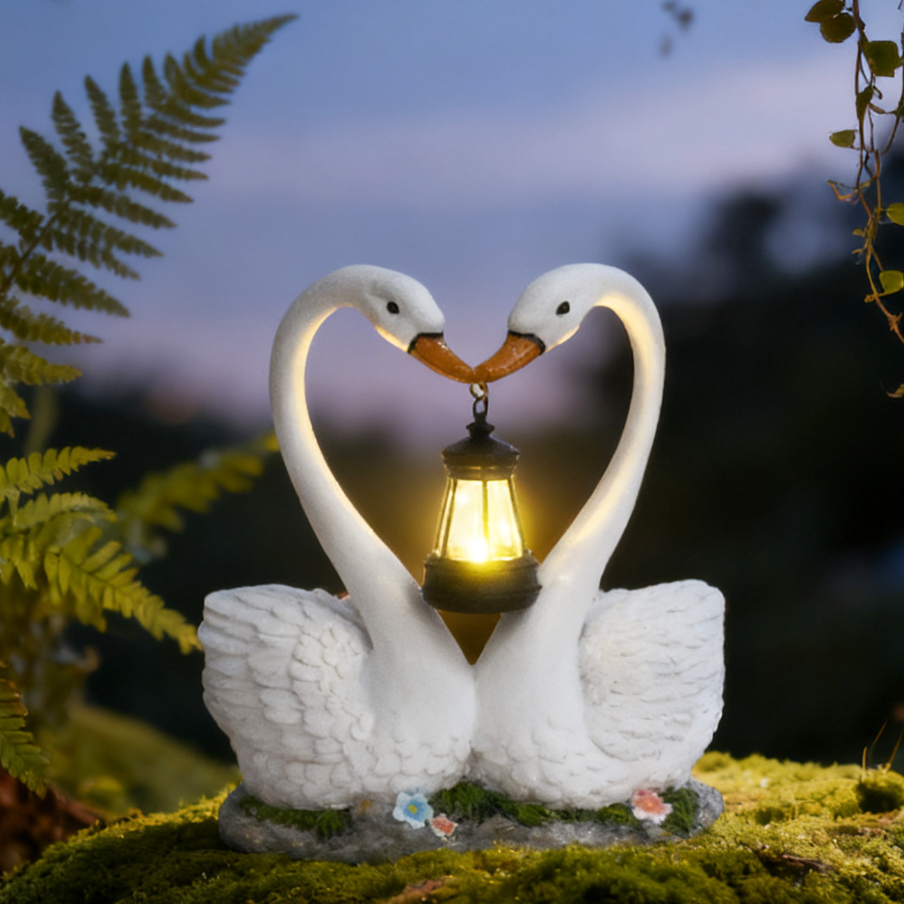 Smart Garden Ornaments - 屋外中庭装飾シミュレーションスワンガーデン造園飾り動物像ソーラーレジン工芸品