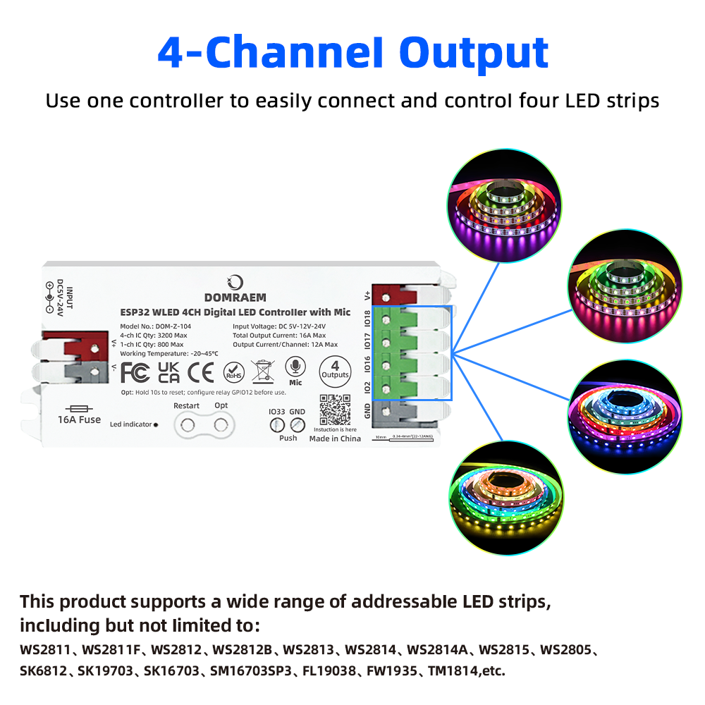 DOMRAEM ESP32 WLED コントローラー 4CH - Smart Garden Light Controller のレビューと価格
