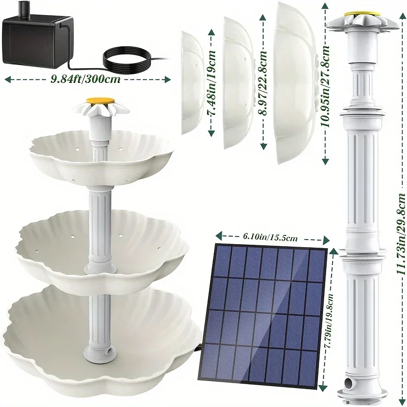 ソーラーバードバス噴水取り外し可能なDIY水造園噴水鳥の入浴 - Smart Garden Ornaments のレビューと価格
