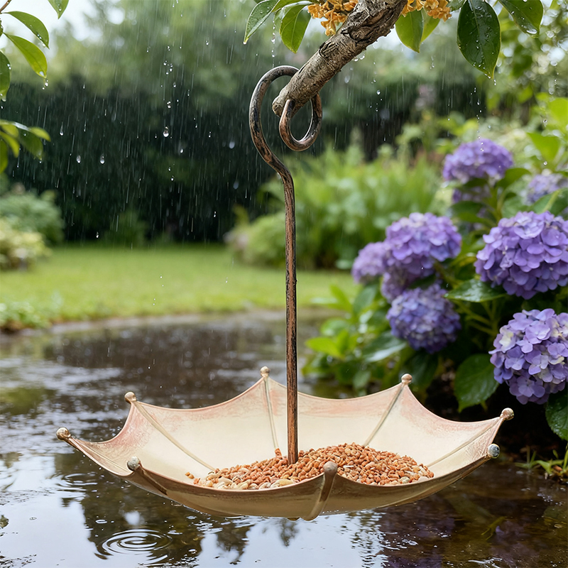レトロなミニ傘型の鳥の餌箱屋外装飾ペンダント中庭庭園造園装飾 - Smart Garden Umbrella のレビューと価格