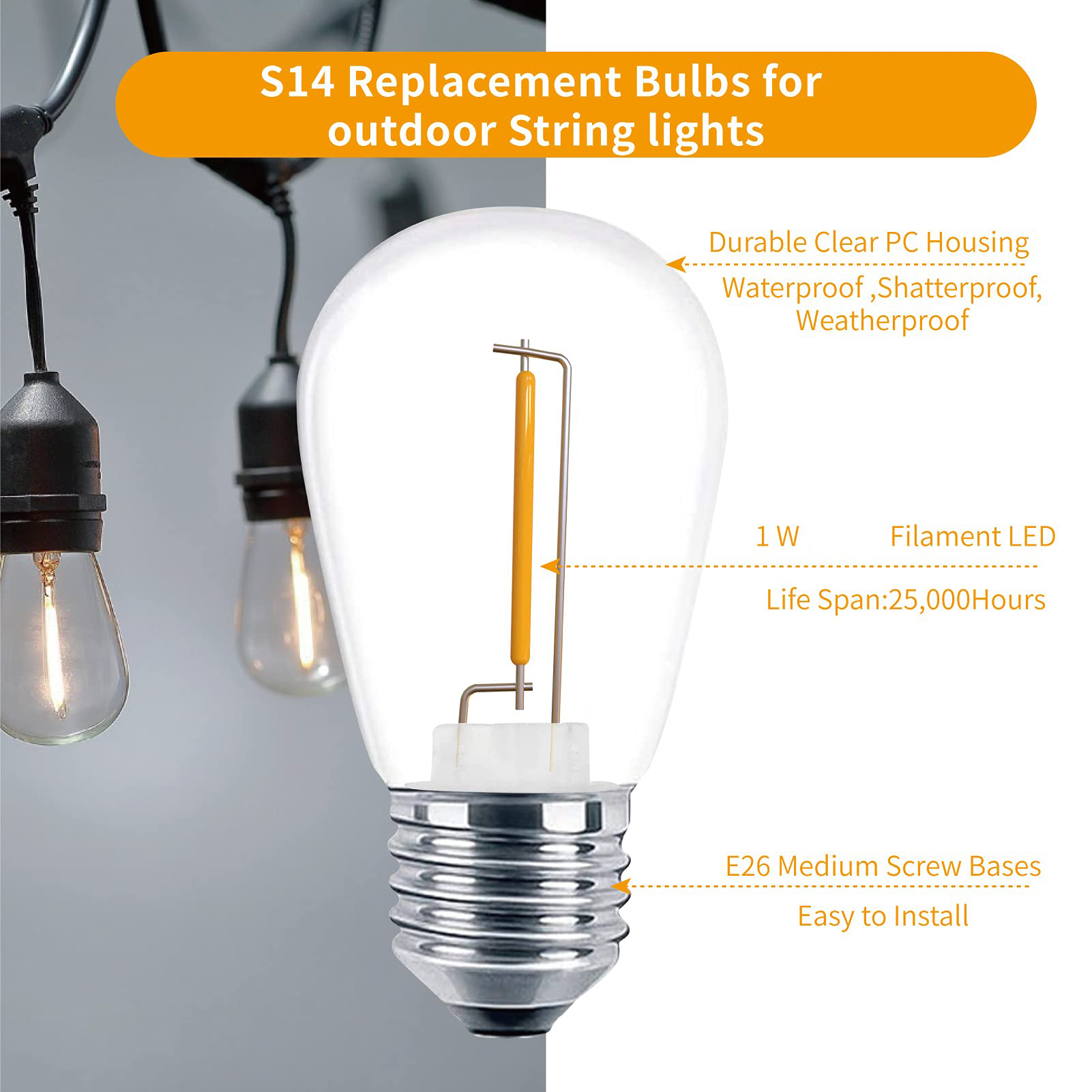 S14 LED電球,1W e27,レトロ,防水,ip44,屋 - Smart Garden Umbrella のレビューと価格