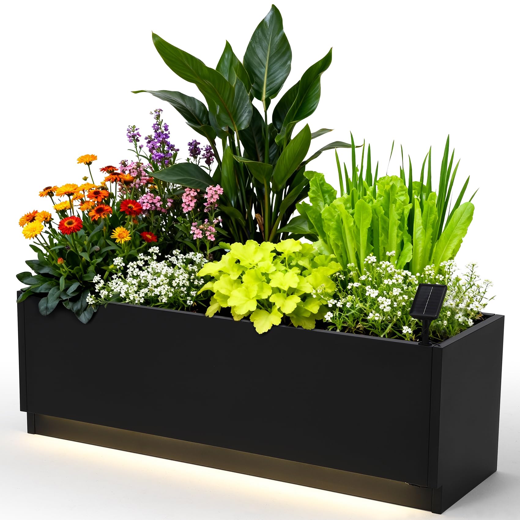 47x16 LEDメタルプランターボックス（ライトストリップ - Smart Garden Box のレビューと価格