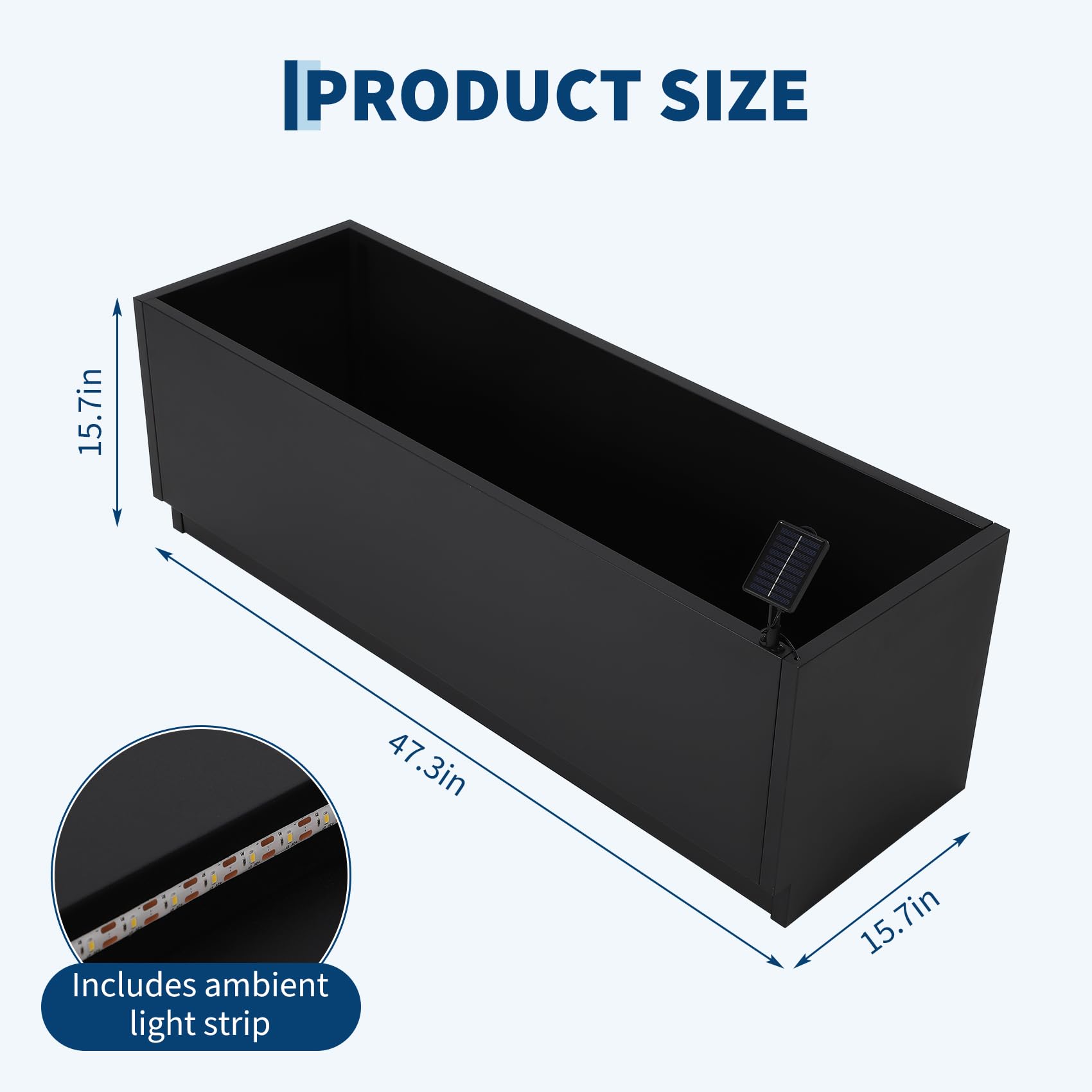 47x16 LEDメタルプランターボックス（ライトストリップ - Smart Garden Box のレビューと価格