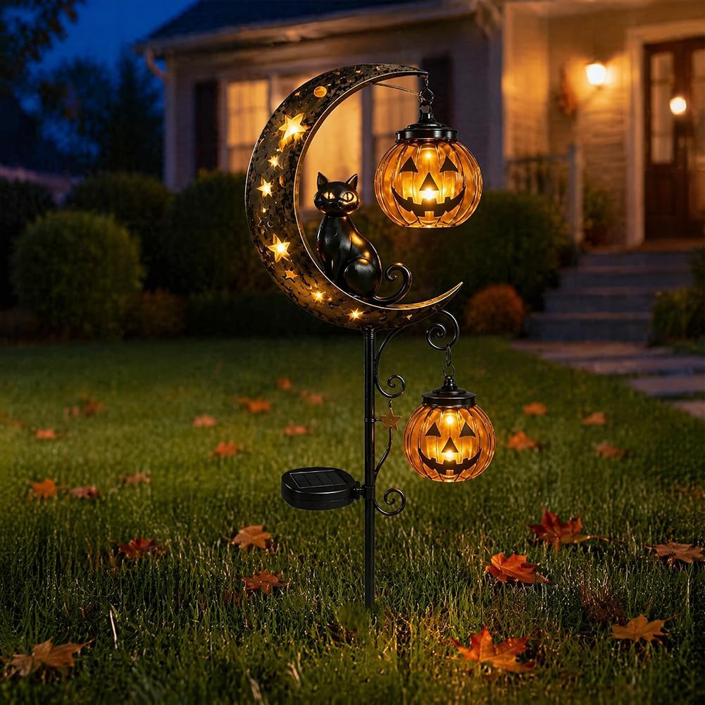 ソーラーハロウィン黒猫＆パンプキンムーンガーデンステークライ - Smart Garden Ornaments のレビューと価格