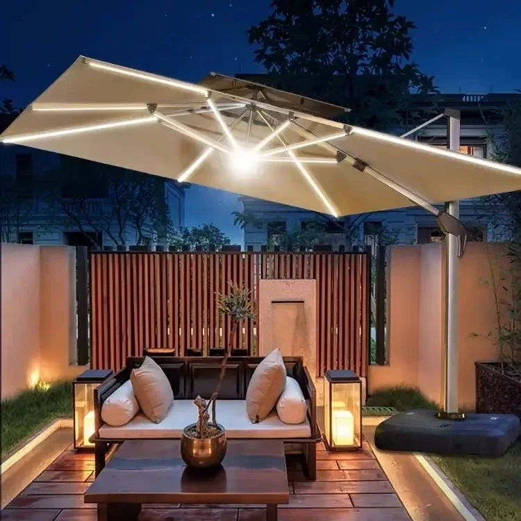 ターコイズ色のスマートな耐風性壁掛け屋外プールパティオビーチ - Smart Garden Umbrella のレビューと価格