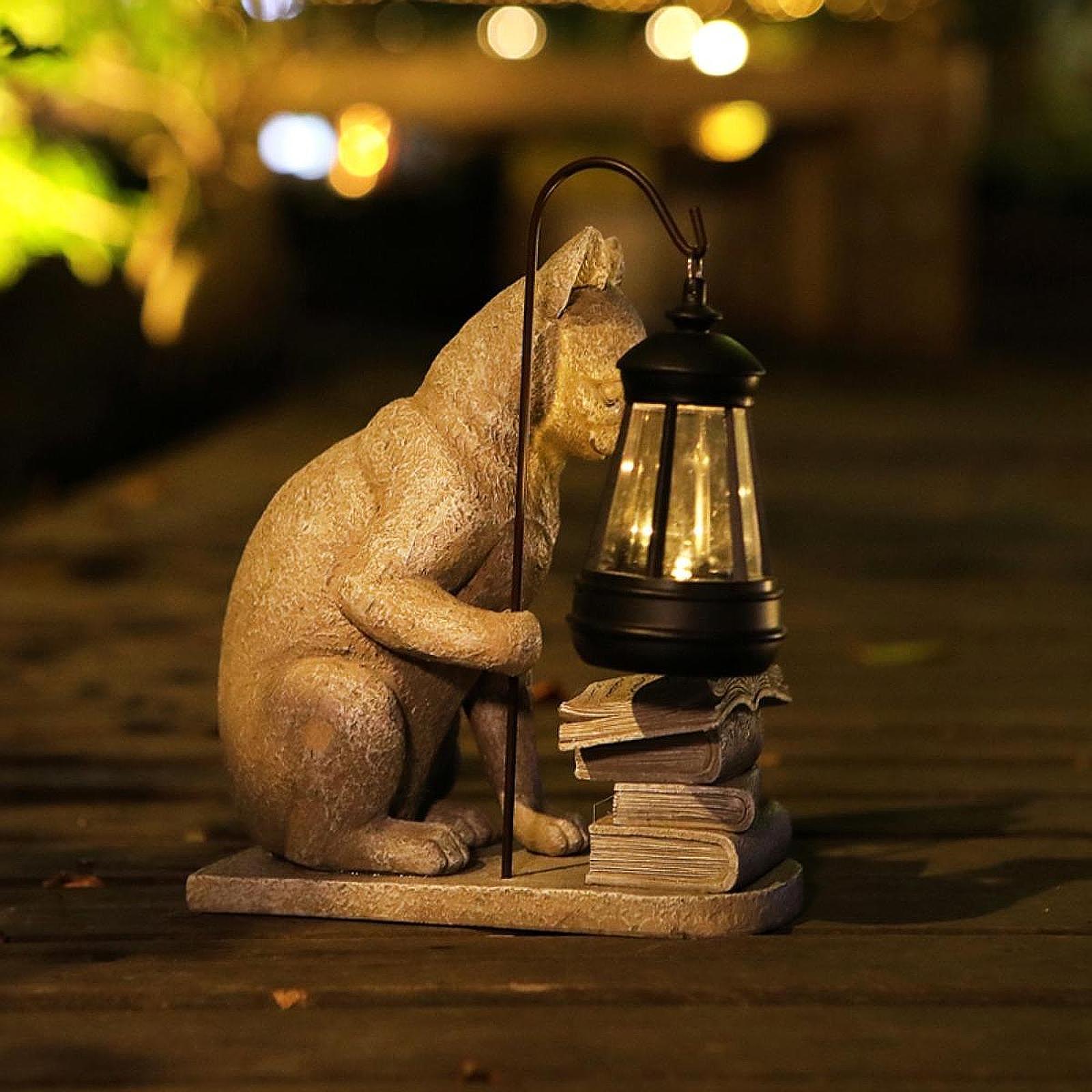 猫ソーラーガーデンミニスタチュー彫刻ソーラーランプライト樹脂 - Smart Garden Ornaments のレビューと価格