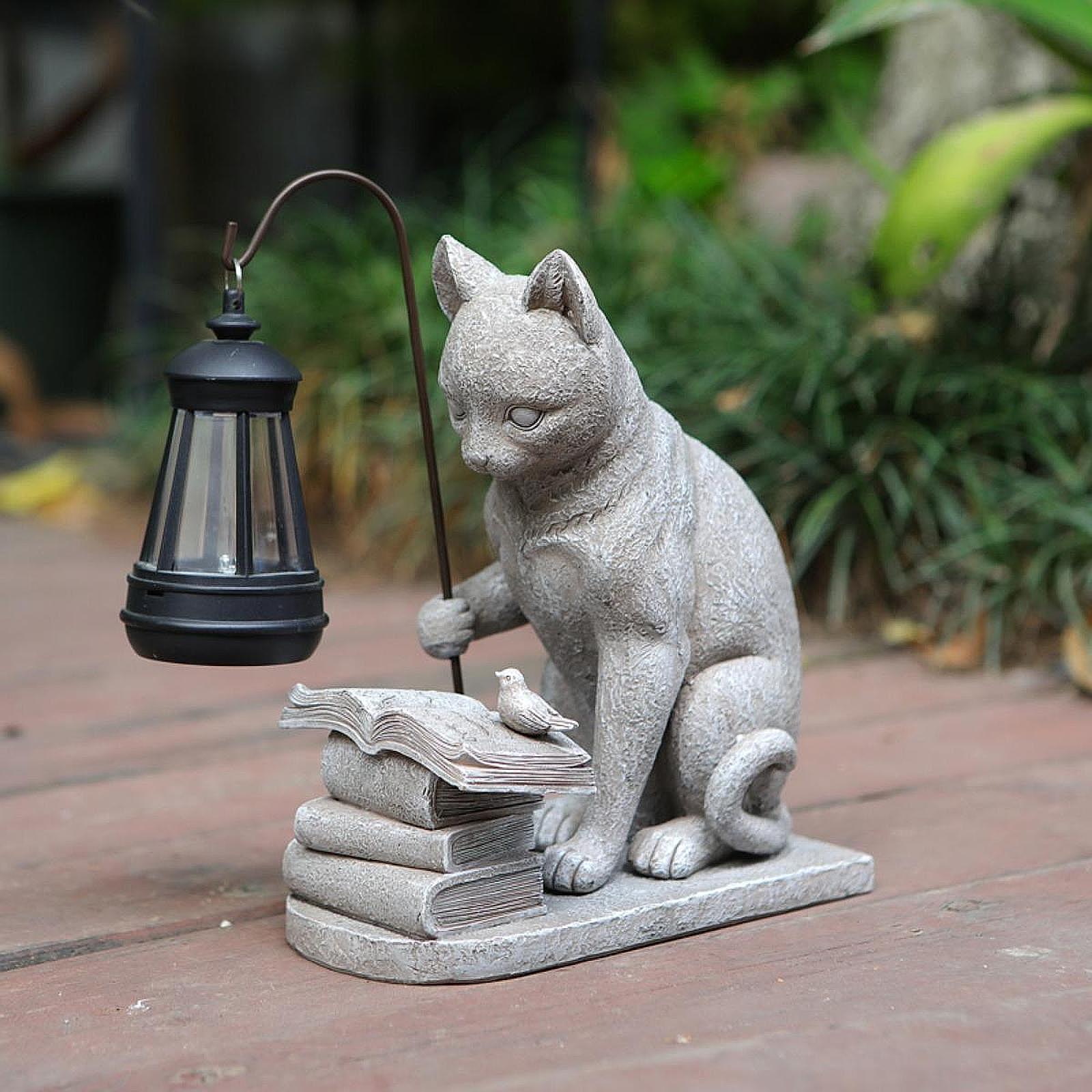 猫ソーラーガーデンミニスタチュー彫刻ソーラーランプライト樹脂 - Smart Garden Ornaments のレビューと価格