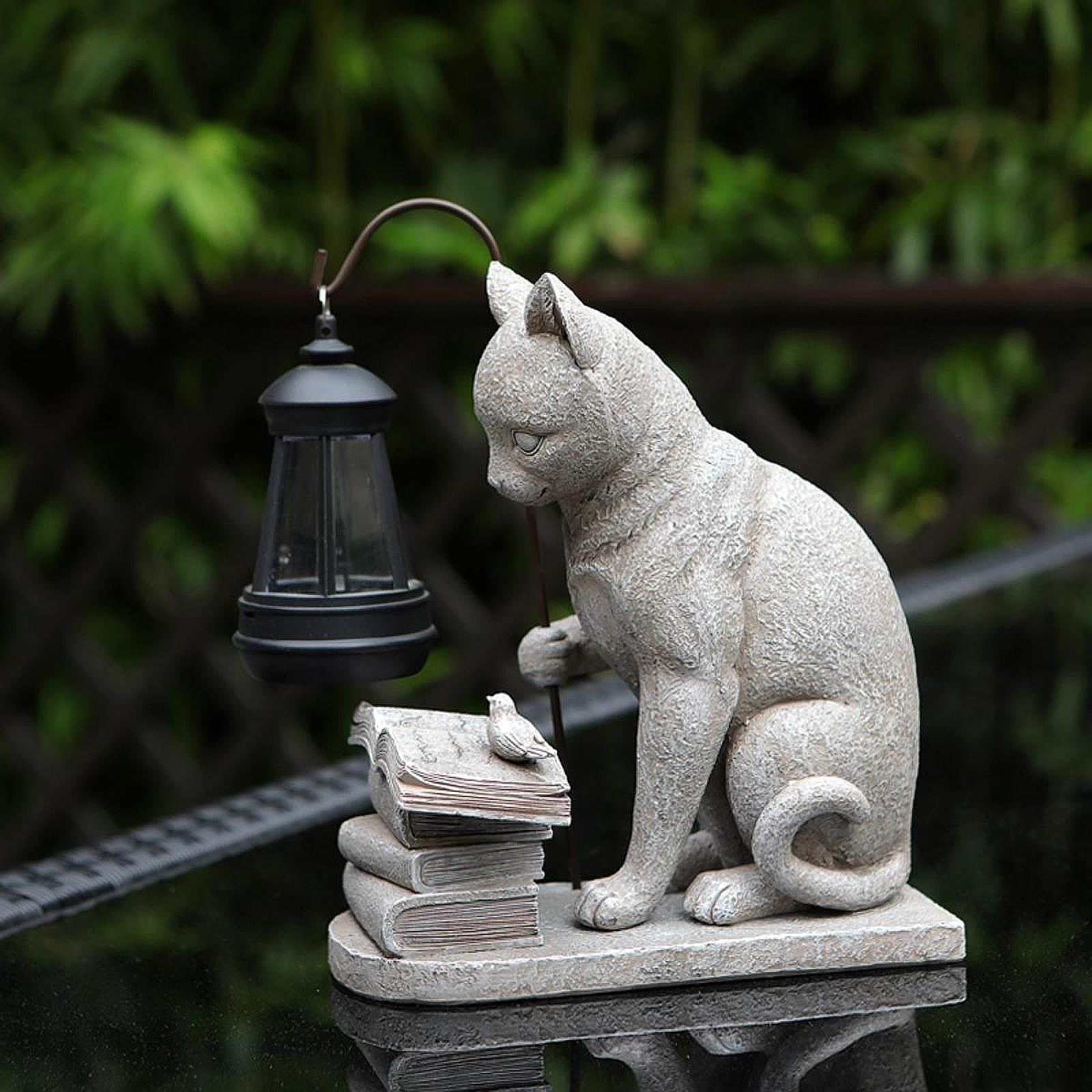 猫ソーラーガーデンミニスタチュー彫刻ソーラーランプライト樹脂 - Smart Garden Ornaments のレビューと価格