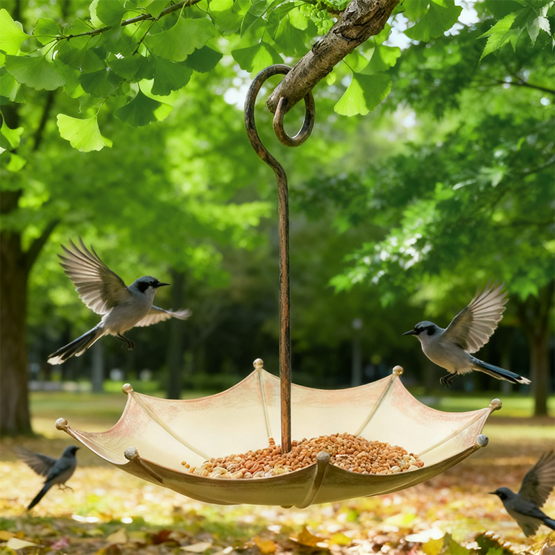 ヴィンテージブロンズ傘型ハンギングバードフィーダートレイ、野 - Smart Garden Umbrella のレビューと価格