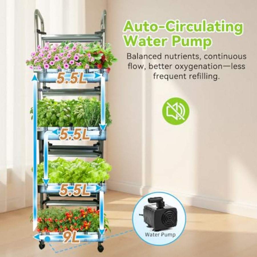 屋内水耕栽培システム：スマートフルスペクトルライト付き垂直庭 - Smart Garden System のレビューと価格