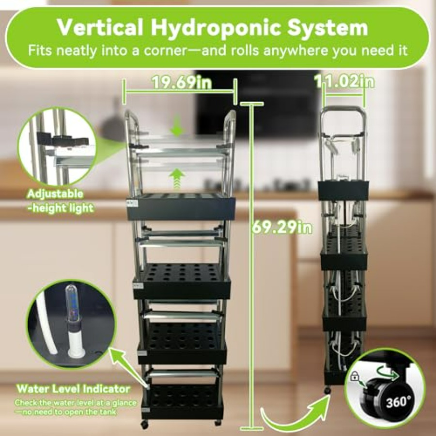 屋内水耕栽培システム：スマートフルスペクトルライト付き垂直庭 - Smart Garden System のレビューと価格